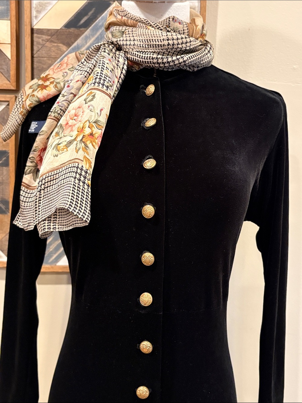 Vintage Ralph Lauren Country 90s Black Velvet Button Down Maxi Dress size Medium - Picture 2 of 14